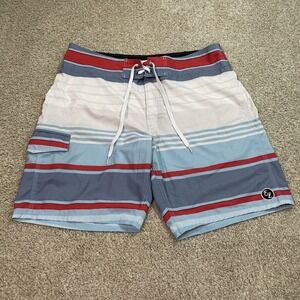 Ezekiel Board Shorts Men's 36 Waist Blue Floral Swim Surf Drawstring Waist